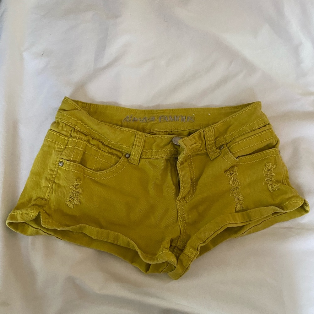 Almost famous jean shorts on yellow so 7